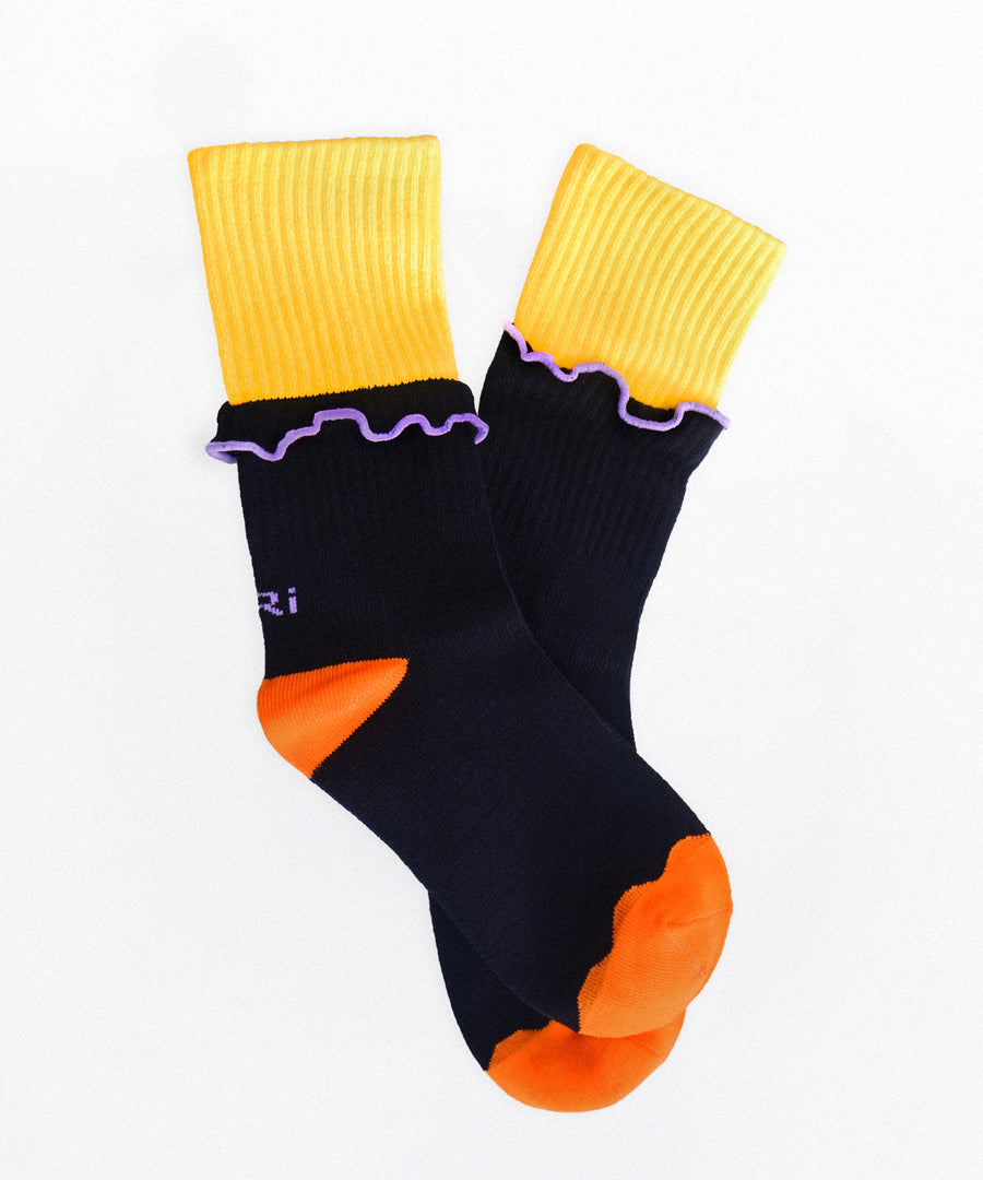 DOUBLE DECK Black Crew Sock
