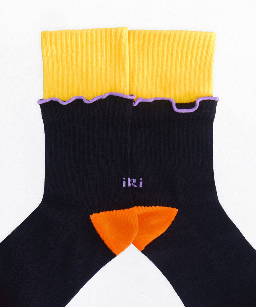 DOUBLE DECK Black Crew Sock