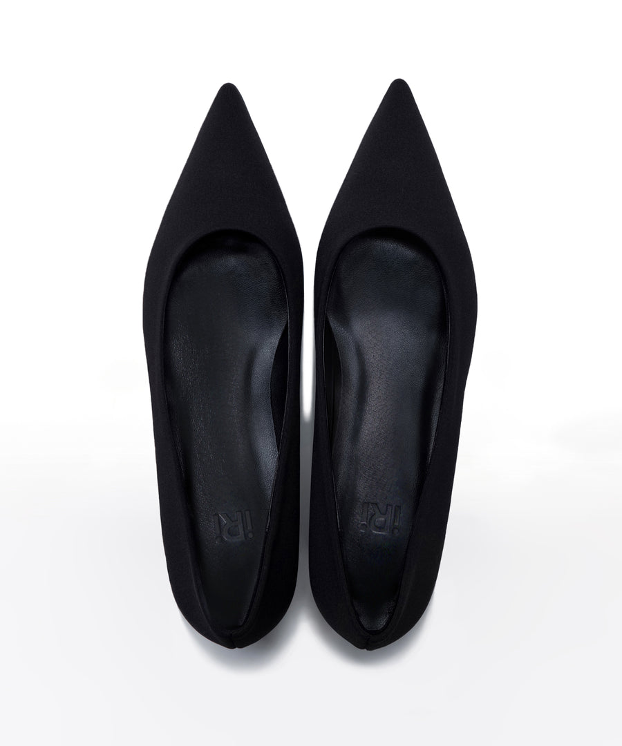 Black Pointed toe iRi MONLE Pump on a white plain backdrop