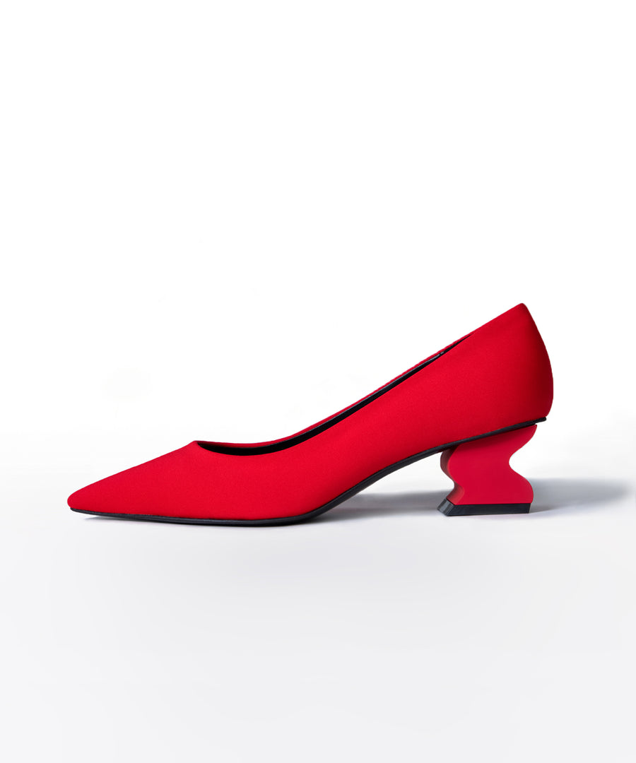 iRi MONLE Red Neoprene Pointed Toe Pump