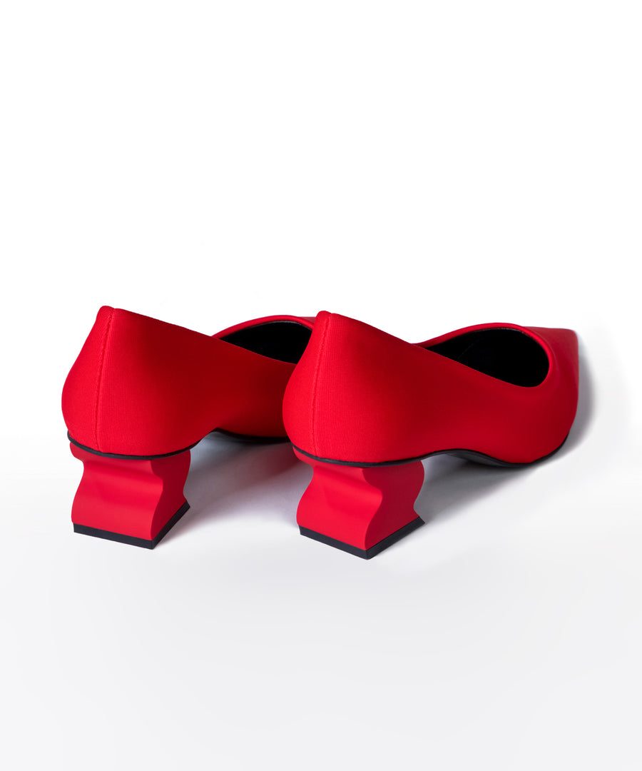 iRi MONLE Red Neoprene Pointed Toe Pump