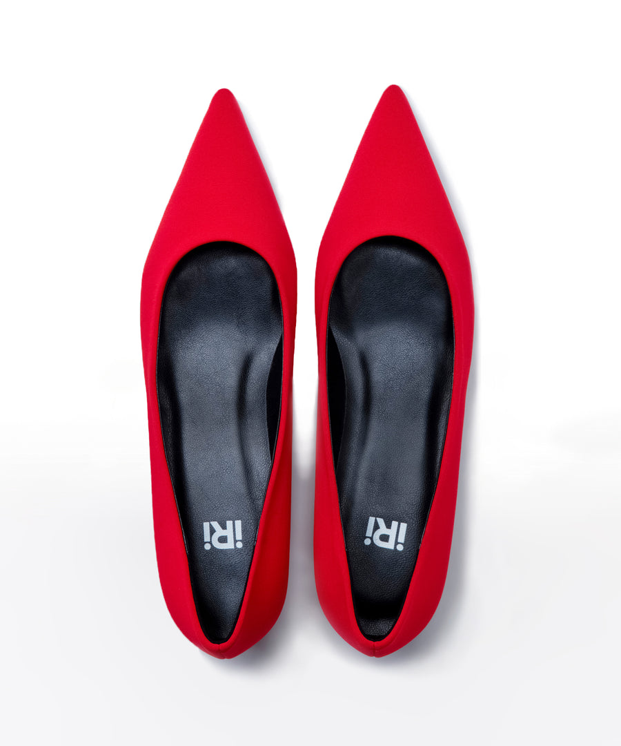 iRi MONLE Red Neoprene Pointed Toe Pump